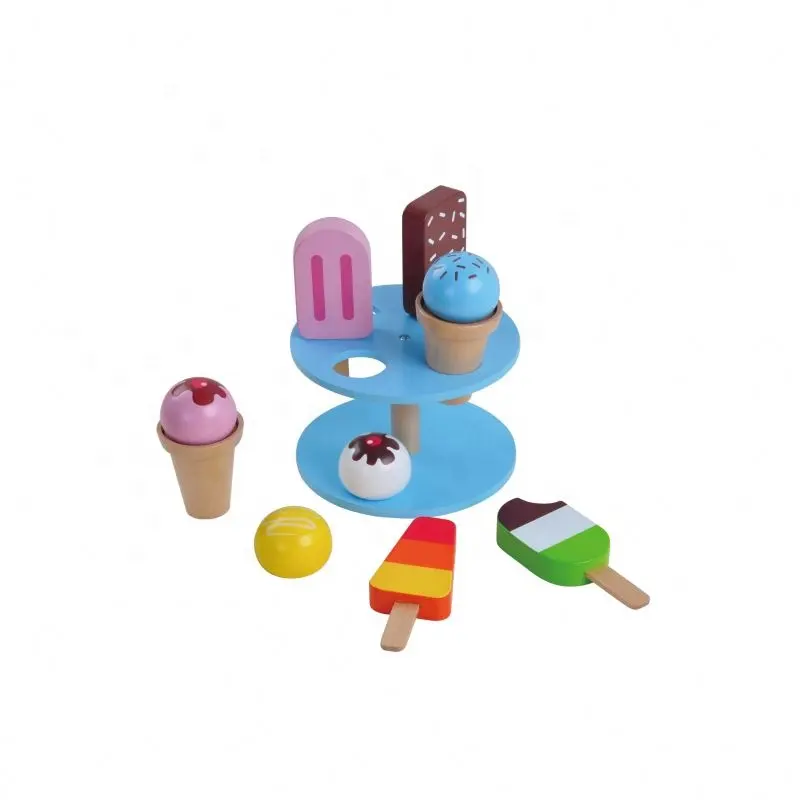 Oem educativo finte play colorato montessori giocattolo per l'apprendimento prescolare in legno gelato set per bambini