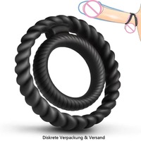 Doppelschichtiger Silikon-Penisring - Verzögerter Ejakulations-Cockring Vibrator mit Realistischem Gefühl & Wasserdicht IPX7 - Erwachsenen-Spielzeug