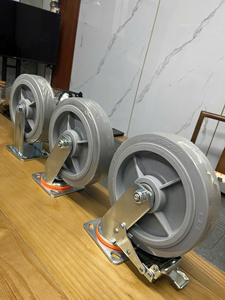 Industrial Heavy Duty Polyurethane TPR Caster Wheel 4/5/6/8 Inch Non-Marking Strong PP Core Zinc Plated Metal <b>Bracket</b> Shock - Product Image 5