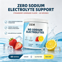 Électrolytes sans sodium en marque blanche OEM, 60 portions, 123g, saveur fraise-citron, approvisionnement en gros, marque personnalisée