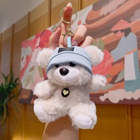 Porte-clés en peluche ours mignon de dessin animé créatif, personnalisé, doux, parfumé, animaux en peluche, breloque de sac, pendentif, poupée, porte-clés