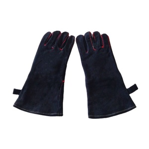 Gants de <span class=keywords><strong>four</strong></span> en cuir de vachette de 16 pouces résistants à la chaleur Gants de soudage <span class=keywords><strong>pour</strong></span> barbecue Cheminée Fire Pit Grill Accessoires - Product Image 4