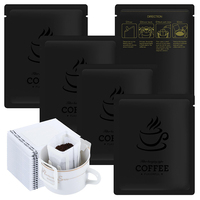 Sachets à fond plat en aluminium noir haute barrière, réutilisables, pour le stockage des grains de café, sacs à café avec valve