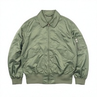 Blousons Bomber Verts en Nylon pour Hommes – Légers, Style Aviateur, Fermeture Éclair Intégrale, Col Montant, Épaisseur Standard, Décontractés, Streetwear