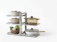 Étagère à casseroles moderne en acier inoxydable robuste, multi-niveaux, anti-basculement, résistante à la rouille, pour ustensiles de cuisine