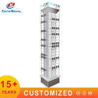 Centroyal CR-MF-429 Présentoir rotatif sur pied en métal thermolaqué à 3 faces pour lunettes de soleil et de vue, idéal pour les magasins d'optique