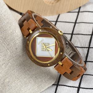 도매 럭셔리 천연 나뭇결 여성 손목 시계 원래 사용자 정의 나무 시계 여성 패션 드롭 배송 - Product Image 5