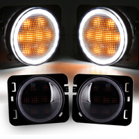 Feu de clignotant latéral T-BULL LED avec lentille fumée et Angel Eye pour Jeep Wrangler