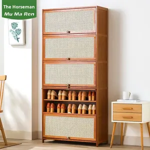 <span class=keywords><strong>Zapatero</strong></span> Alto de Bambú para <span class=keywords><strong>Entrada</strong></span>, Ultra <span class=keywords><strong>Estrecho</strong></span>, Multicapa, Desmontable, con Puerta, para Uso en Pasillos, <span class=keywords><strong>Zapatero</strong></span> Doméstico - Product Image 1