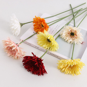 Gerbera rossa artificiale in finta seta, margherita di Barberton per decorazioni domestiche e fiori da matrimonio - Product Image 1