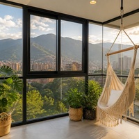 Finestre Scorrevoli in Alluminio a Triplo Vetro con Zanzariera Antivento, Design Moderno per Esterni di Edifici