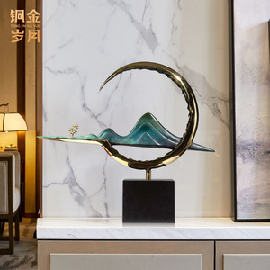 Ornement en laiton en forme de croissant de lune, couleur Cuivre et Or, décoration d'intérieur, objet décoratif de table - Product Image 1