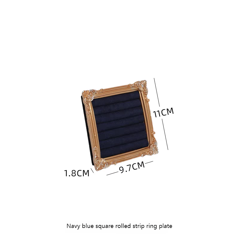 Navy blue square rolled ring plate