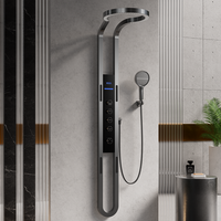 Ensemble de pommeau de douche numérique multifonction en usine Robinets thermostatiques Affichage blanc Clé de piano Système de massage par arrosage chaud/froid