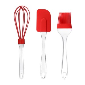 Three-Piece Sustainable Baking Kitchenware Set Large Silicone Oil Brush Transparent Handle Egg Beater Oval Scraper XHJ Brand - Product Image 6