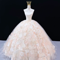 Robe de mariée Jancember JFH172, magnifique robe de mariée en tulle ivoire sans bretelles, fleurs 3D