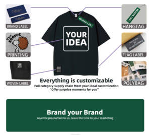 Camiseta Unisex Personalizable con Logotipo OEM, 425 g/m², 100% Algodón Tejido, Estilo Urbano Oversize Premium - Product Image 6