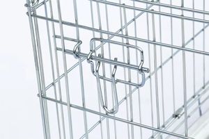 Yüksek kaliteli gümüş demir <span class=keywords><strong>Pet</strong></span> köpek sandık kulübesi çinko kaplı katlanabilir Metal köpek kafesi Metal tepsi ile - Product Image 6