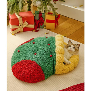 Phim Hoạt Hình Phong Cách Giáng Sinh Vớ Mèo Ngủ Nhà Và Cây Giáng Sinh Tam Giác Vật Nuôi Tổ Cho Mèo Và Chó - Product Image 5