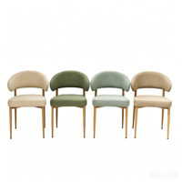 Chaise de salle à manger confortable et luxueuse avec pieds en métal, en tissu velours capitonné, style moderne du milieu du siècle
