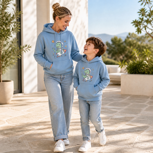 Set di Felpe con Cappuccio Personalizzate in Cotone Biologico per Famiglia, Felpe Stampate con Scritta per Mamma <span class=keywords><strong>e</strong></span> Figlio, OEM - Product Image 4