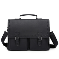 Sac à main classique multi-poches grande capacité, sacoche d'affaires de luxe faite à la main pour homme, sac à bandoulière en cuir PU