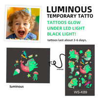 Pegatinas de Tatuajes Temporales Luminosas Fluorescentes para Niños, Ecológicas, Personalizadas, 16 Hojas, Resistentes al Agua, con Dibujos Animados Lindos