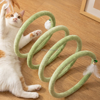 Tunnel spirale pour chat de grande taille (12 pouces), jouet auto-entretenant pliable avec plumes et clochette