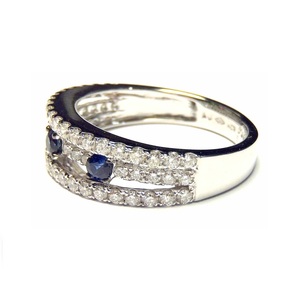 Bijoux en gros en Chine Design spécial élégant 18k blanc VS SI bijoux en diamant saphir bleu bagues uniques pour femmes - Product Image 2