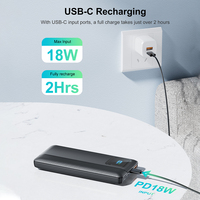 OEM 10000mAh 37Wh Batterie externe avec câbles intégrés doubles 22.5W PD QC Affichage LED Chargeur portable V0 Ignifuge PN-A10