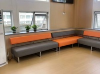 Canapé de bureau moderne en métal, banquette longue pour salle d'attente, chaise commerciale pour hall d'accueil de banque ou d'hôtel