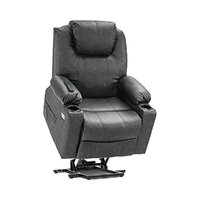 Fauteuil inclinable électrique Runwood gris en similicuir moyen 7040 pour personnes âgées, 3 positions, avec massage, chaleur et 2 poches latérales