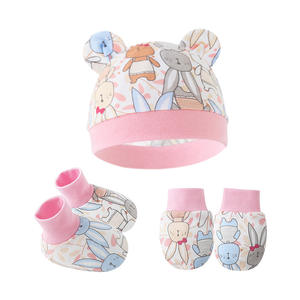 Ensemble 3 Pièces Anti-Rayures Bébé Nouveau-né 2023 : Bonnet, Moufles et Chaussons <span class=keywords><strong>de</strong></span> 0-6 Mois – Chapeau d'Hiver Exporté pour Enfants - Product Image 1