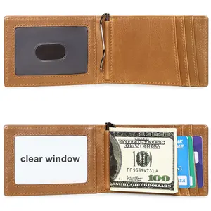 Rfid Blocking Slanke Kaarthouder Portemonnee Voor Mannen Creditcardhouder Clip Geld Luxe Bifold Korte Portemonnee