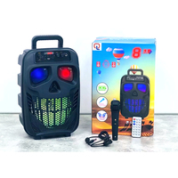 Microphone sans fil portable en plastique avec télécommande USB/XLR/RCA, lumière LED RGB, Bluetooth, TF, FM, AUX, enceinte de fête 10W 8 pouces, karaoké