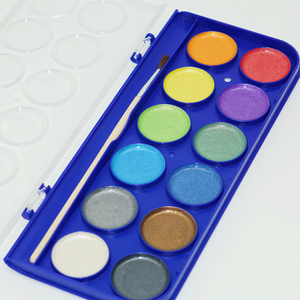 Vendita calda 12 colori Semi secchi colori metallici artista solido acquerello vernice Set con pennello - Product Image 4