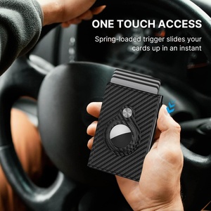 Portefeuille intelligent en aluminium pour homme, <span class=keywords><strong>porte</strong></span>-cartes compatible avec <span class=keywords><strong>Apple</strong></span> <span class=keywords><strong>AirTag</strong></span>, blocage RFID, fin, en fibre de carbone, minimaliste, 9-14 cartes - Product Image 4