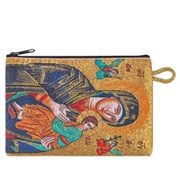 Tenun Christian Iconografi Wanita Kami Ikon Bantuan Terus Menerus Dompet & Dompet Desain