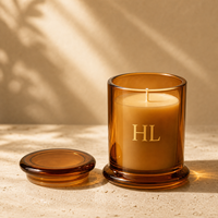 Frasco de Vidrio Ámbar para Velas de 8oz, 10oz y 12oz con Tapa, para Hacer Velas Aromáticas, Decoración de Navidad y Bodas, con Caja