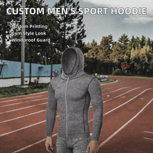 Sweat-shirt personnalisé OEM ODM à manches régulières, imprimé, pour l'hiver, la mode, la gym, la course en extérieur, manteau, sweats à capuche sportifs pour hommes, vêtements de fitness et de yoga - Product Image 2