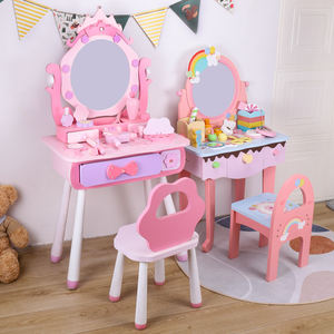 Toeletta in legno rosa con specchio in resina, <span class=keywords><strong>set</strong></span> di giochi di ruolo educativi per bambine - Product Image 4