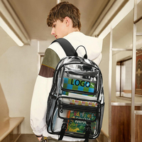 Sac à dos multifonctionnel transparent en PVC personnalisé, grande capacité, sac d'ordinateur tendance, durable, léger, fermeture éclair, pour l'école