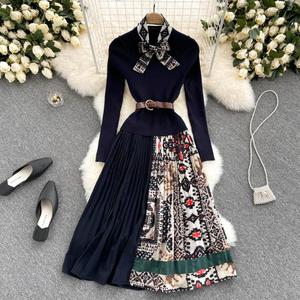 Nuovo <span class=keywords><strong>Abito</strong></span> da Donna Casual a Due Pezzi <span class=keywords><strong>in</strong></span> <span class=keywords><strong>Maglia</strong></span> a Maniche Lunghe con Stampa alla Moda per Autunno e Inverno - Product Image 3