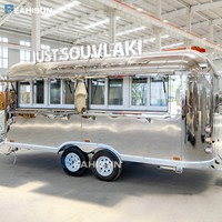 Boutique mobile de mode, camion de restauration vintage en acier inoxydable avec miroir standard, bar mobile, remorque à pizza et café
