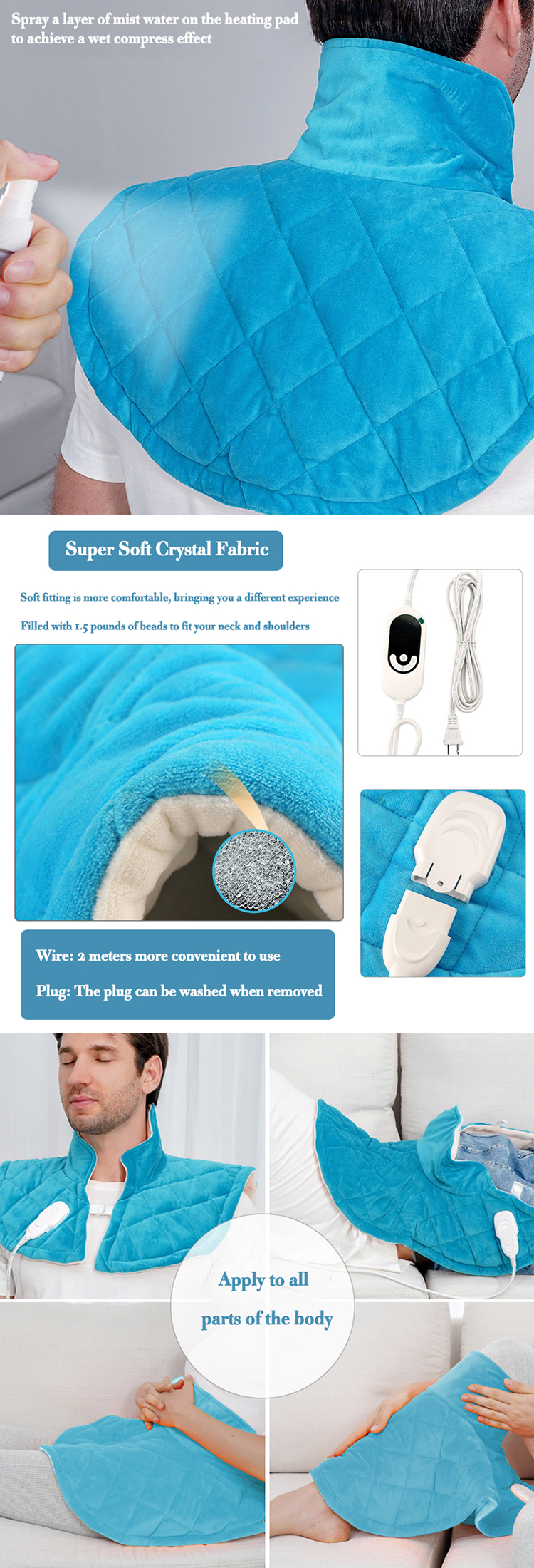 neck and shoulder electric heated shawl far infrared heat therapy weighted heating pad for pain relief and cramps