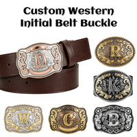 Boucle de ceinture western personnalisée, vintage, gravée, plaquée deux couleurs, lettres 3D, boucles de ceinture en métal pour accessoires de ceinture en cuir de cowboy
