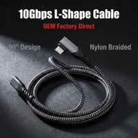 Cable USB C a USB C Trenzado de Fabricante de Cables, Transferencia de Datos de 10 Gbps, Carga Rápida PD de 100 W, 90 °   Cable USB C Trenzado Resistente