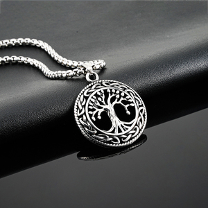 Collana con Ciondolo Albero della Vita in Acciaio Inossidabile Stile Retrò Vintage, Collana Nodo Celtico di Odino Vichingo, Gioielli da Uomo - Product Image 3