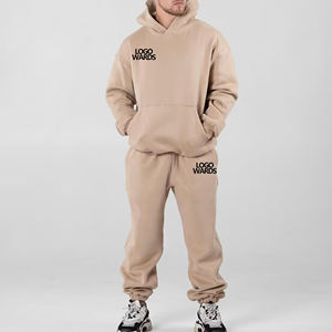 カスタム ユニセックス エッセンシャル デザイナー プレーン ややヘビーウェイト オーバーサイズ 高品質 ストリートウェア コットン パーカー セット メンズ レディース - Product Image 4