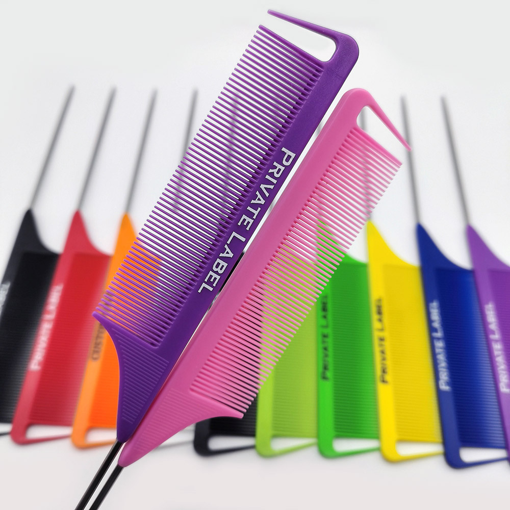Парикмахерская расческа для плетения, термостойкая гребень из углеродного волокна, точный Пользовательский Набор для разделения волос с крысиным хвостом и логотипом